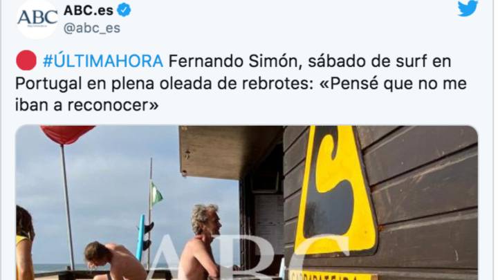 Simón disfruta haciendo surf en Portugal mientras en España se multiplican los rebrotes