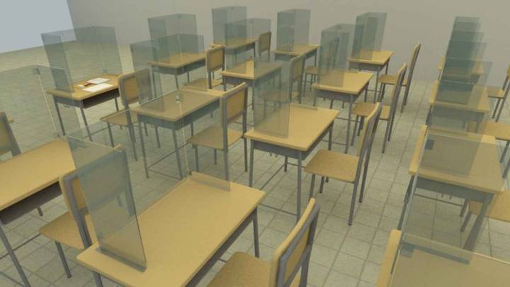   Imagen 3D de cómo serán las aulas de El Rubio gracias a las mamparas de DFABRIK