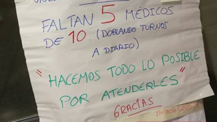 El cartel de la desesperación de un centro de salud en Aranjuez