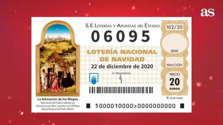 06095, segundo premio de la Lotería de Navidad 2020.