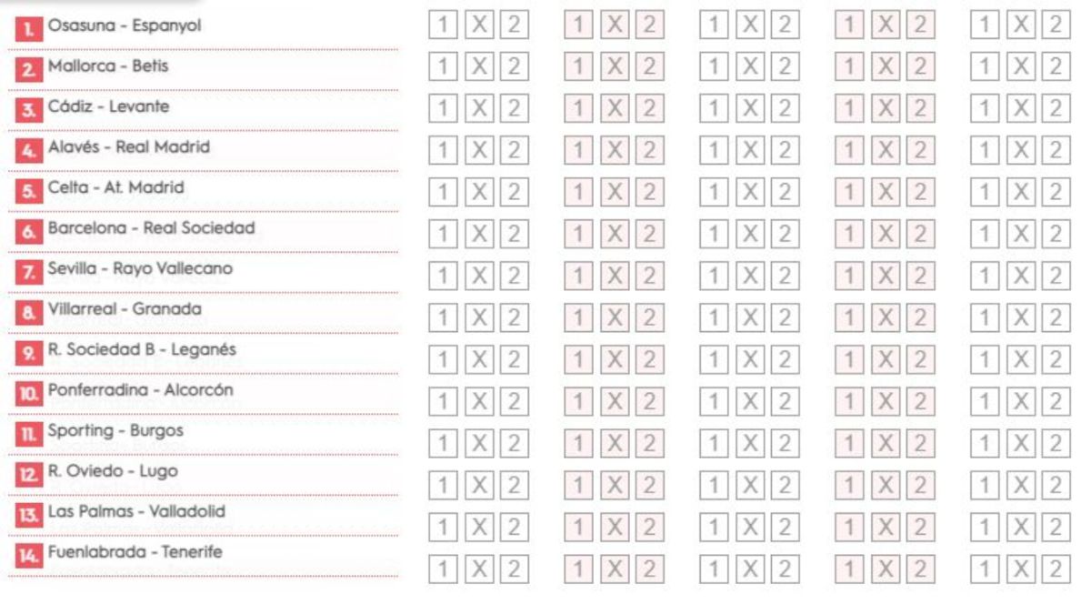 Horario delos partidos de la quiniela