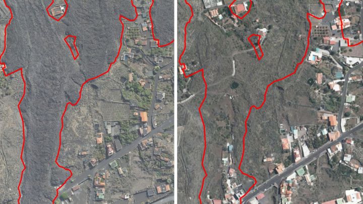 El antes y el después en La Palma tras la erupción del volcán en Cumbre Vieja