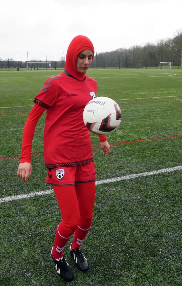 Afghanistan women's football kit with integrated hijab launched