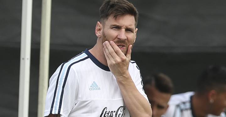 Messi, training with Argentina.