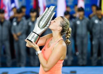 Kvitova thrashes Cibulkova to claim second Wuhan Open title