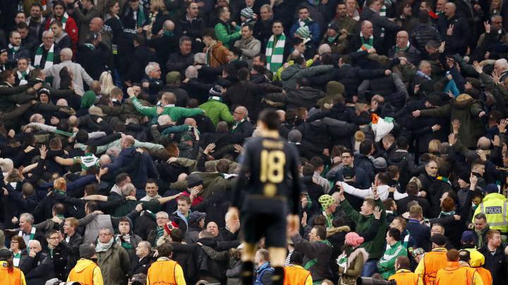 Celtic fans during their side's game against Manchester City