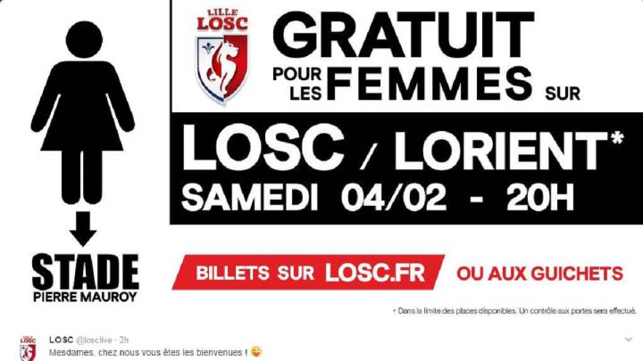 Lille to allow women into their next game free of charge