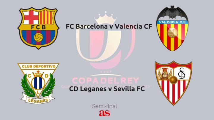 The 2017/18 Copa del Rey semi-final draw sees reigning champions Barcelona facing seven times winners with Sevilla playing surprise package Leganes.