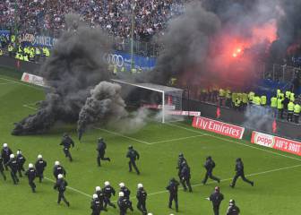 Hamburg suffer first ever relegation amid crowd trouble