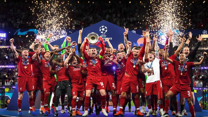 Liverpool FC celebrating after becoming the season 2018/19 UEFA Champions League champions