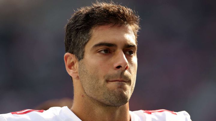 Jimmy Garoppolo looking over his shoulder ahead of 49ers game vs Cowboys