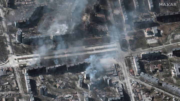 Drone footage shows colossal damage as explosions hit factories in Mariupol