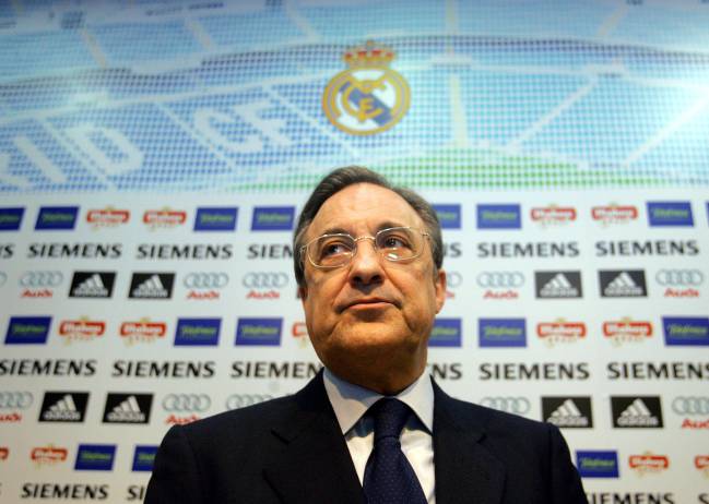 Florentino Pérez durante la rueda de prensa en la que anunció su dimisión.