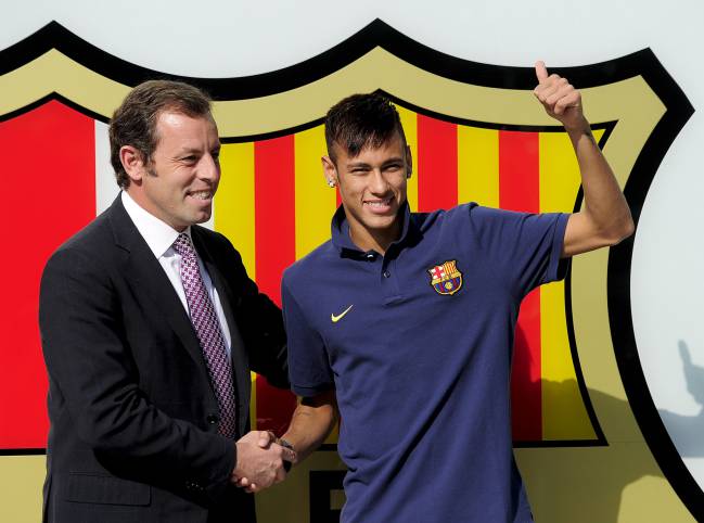Rosell y Neymar en la presentación del jugador.