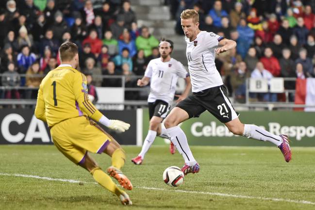 Janko anotó el segundo gol de Austria contra Liechtenstein.