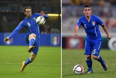 Marchisio y Verratti durante un partido con Italia.