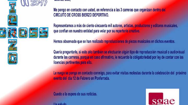 Sgae el trolleo de una carrera de El Bierzo