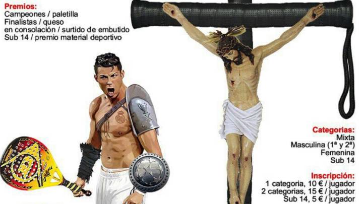 Cristiano Ronaldo y Cristo juntos en un bizarro anuncio de pádel
