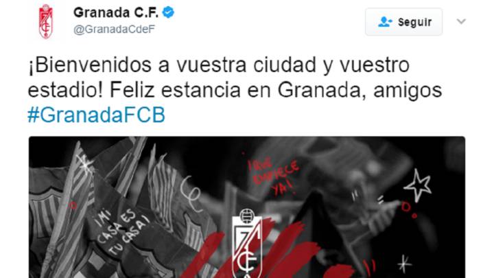 El 'amable' tuit de la cuenta del Granada hacia el Barça que ha desatado la polémica