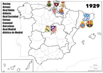 El mapa que muestra todos los equipos que han jugado en Primera División