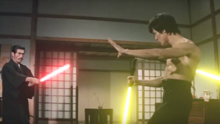 Alguien ha puesto sables láser a Bruce Lee para convertirlo en el mejor maestro Jedi