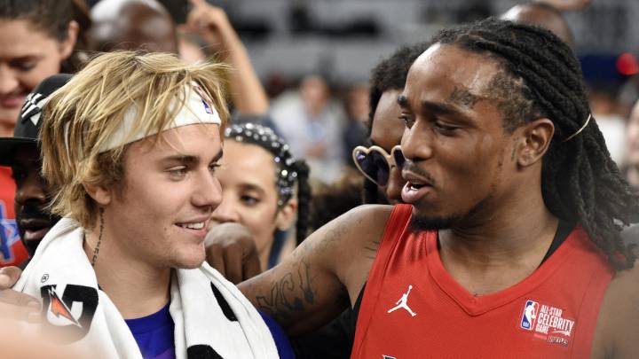 El rapero Quavo machaca a Justin Bieber jugando al basket en el All-Star