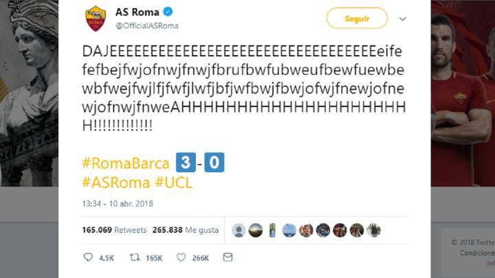 El tuit del CM de la Roma que evidencia que la remontada ante el Barça fue increíble