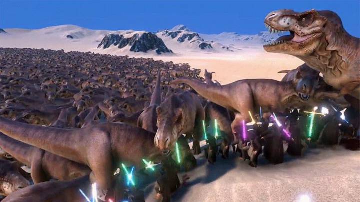 ¿Prefieres Jurassic Park o Star Wars? Esta batalla entre jedis y T-Rex es la lucha definitiva