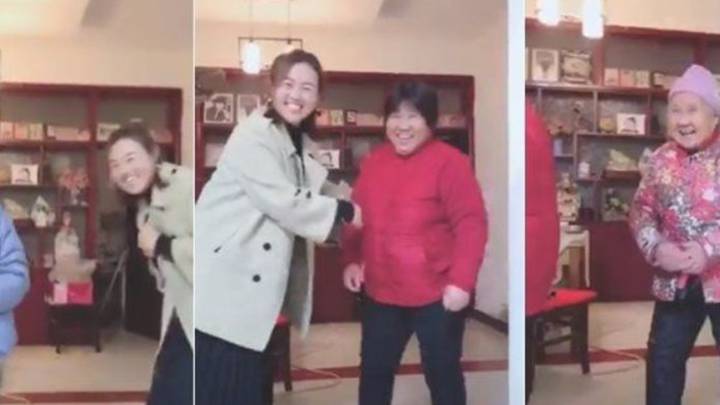 Cuatro generaciones de una familia china en el challenge viral '4 Generaciones'