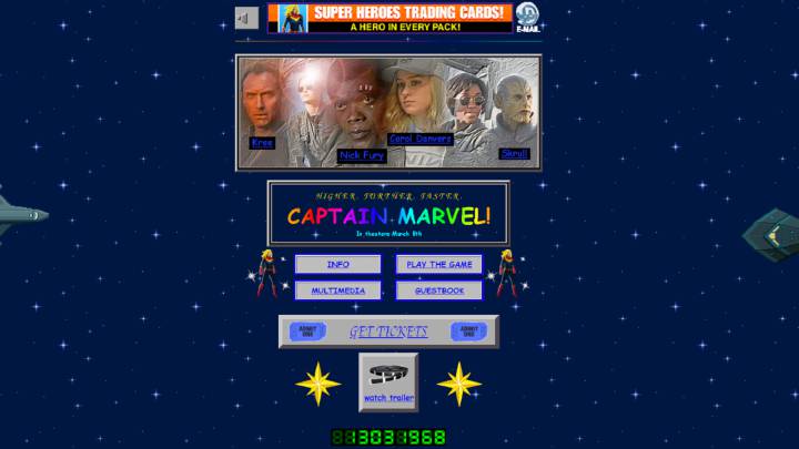La web de 'Capitana Marvel' es un viaje al internet de los 90