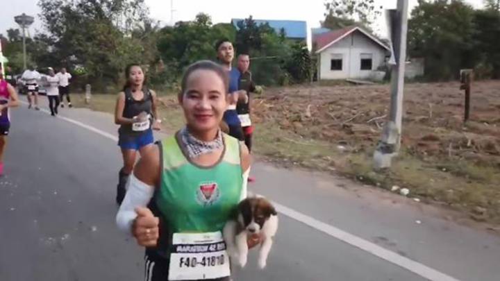 Rescata a un cachorro en una carrera y lo lleva consigo 30km