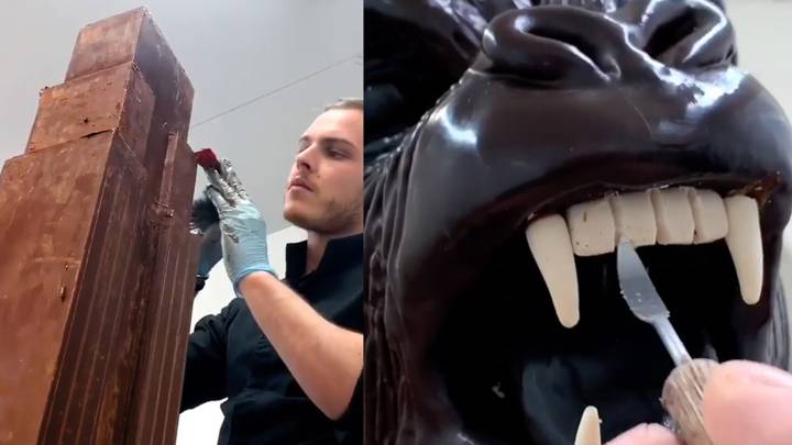 Crean una escultura de King Kong con chocolate