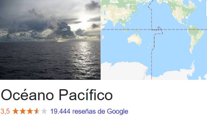 La gente está valorando en Google el Mediterráneo o el Océano Pacífico como un bar