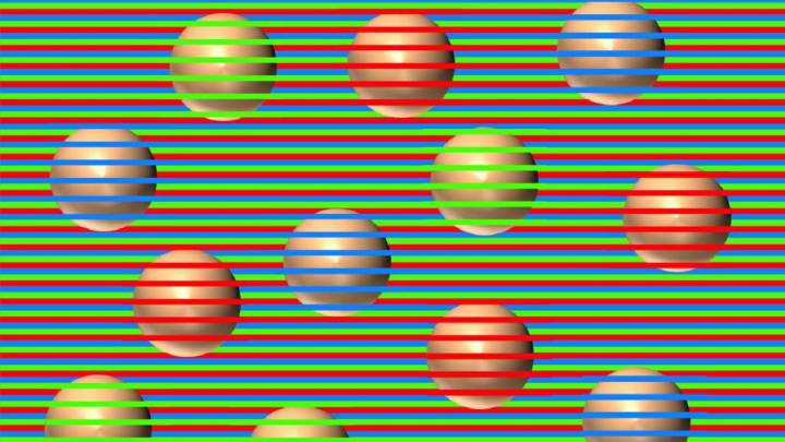 Si ves estas bolas de distintos colores es que te está engañando la vista