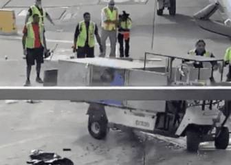 Héroe en el aeropuerto: un operario evita por las bravas un accidente con un vehículo