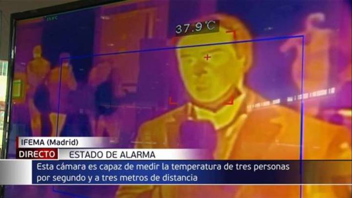 Un reportero de Telecinco hace saltar las alarmas frente al termómetro de IFEMA