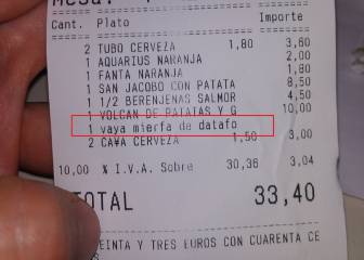 La cuenta en un restaurante de Córdoba que se ha hecho viral por un detalle escatológico