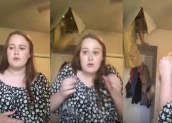 Esta joven se graba para TikTok cuando ocurre lo inesperado: su madre cae atravesando el techo