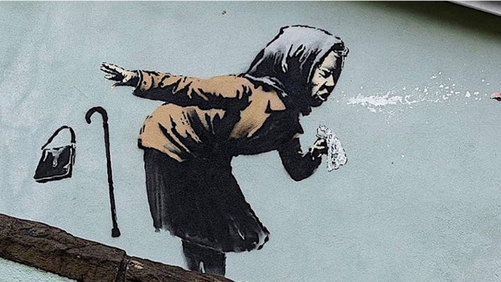 Banksy reaparece con un gran estornudo para concienciar de la COVID-19