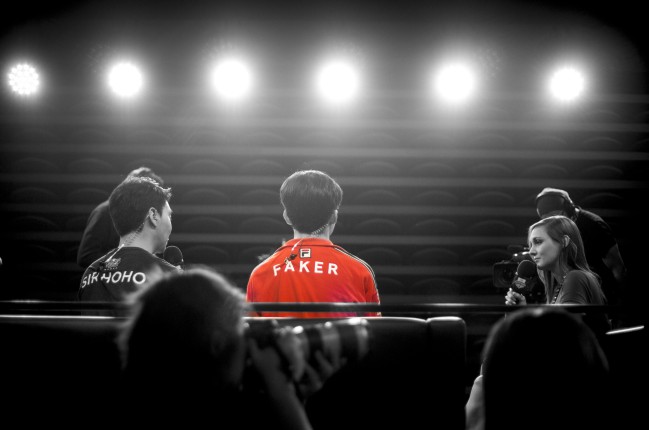 Faker during an interview in the Mid-Season Invitational 2016