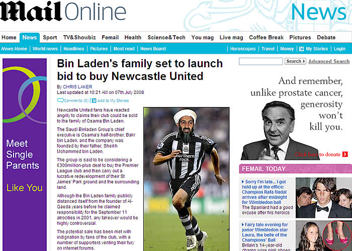 La familia Bin Laden, interesada en comprar el Newcastle United