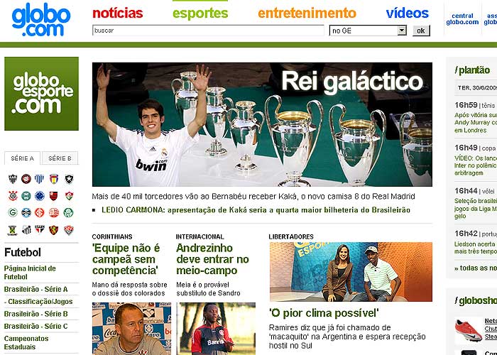 Kaká, Rey Galáctico en la prensa mundial
