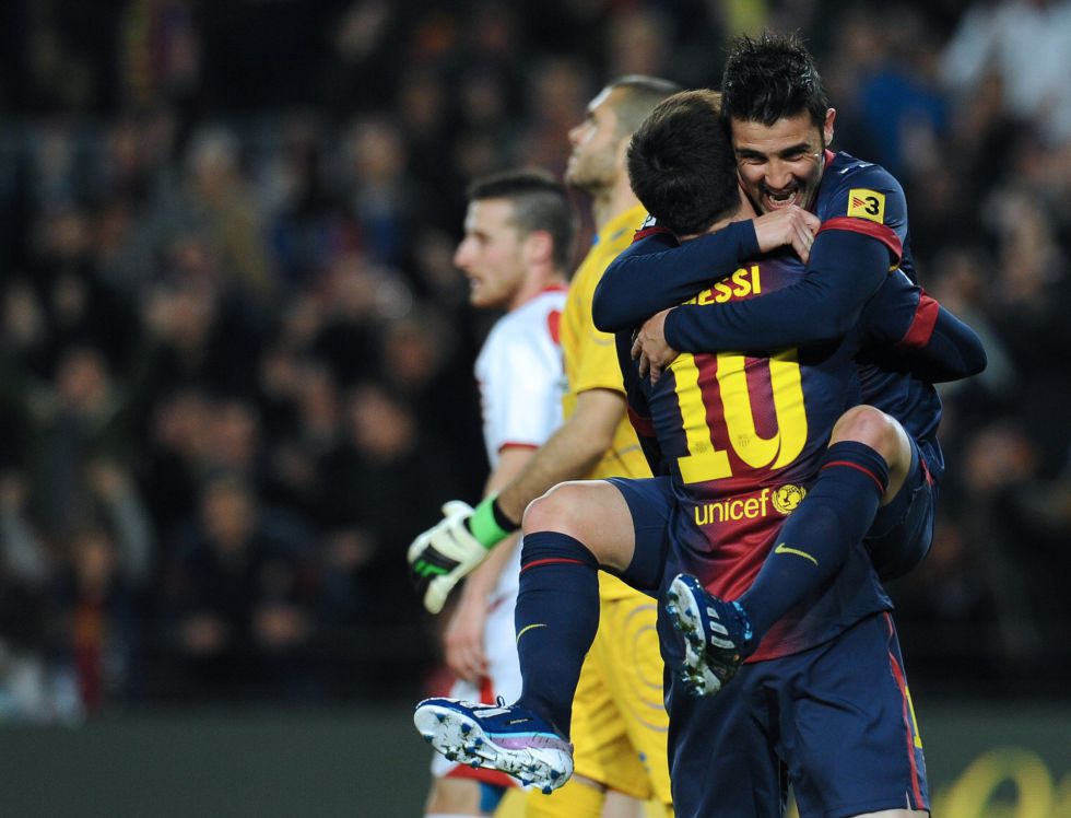 Messi y Villa, una pareja feliz