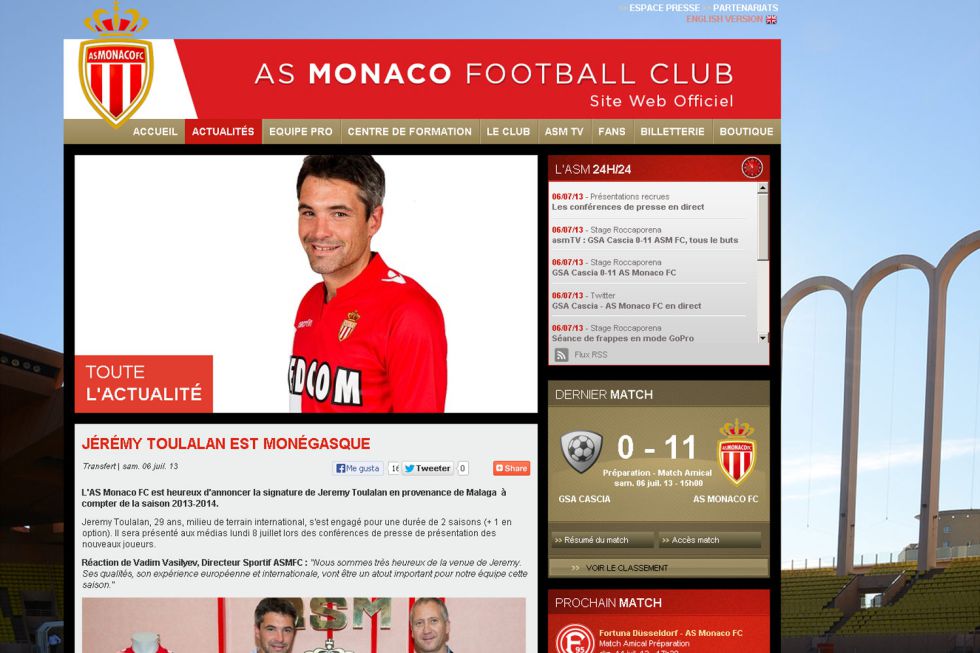 El Mónaco anuncia oficialmente el fichaje de Jeremy Toulalan