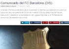 Comunicado oficial del Barça: 