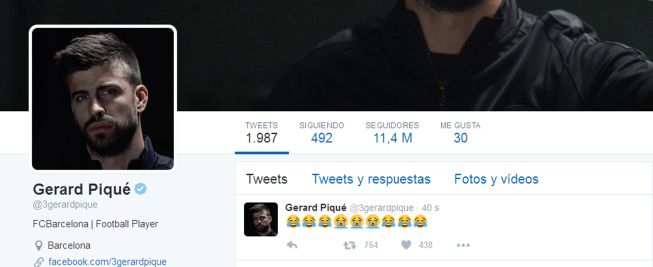 Piqué se mofa en Twitter de la alineación indebida del Madrid