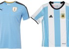 Los diseños de las camisetas de Argentina y Uruguay