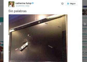 Así quedó la tele de Catherine Fulop tras el gol de Messi
