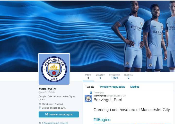 Manchester City unveil new Twitter account...in Catalan
