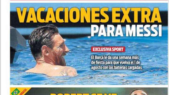 Portada del Diario Sport del día 18 de julio de 2016.
